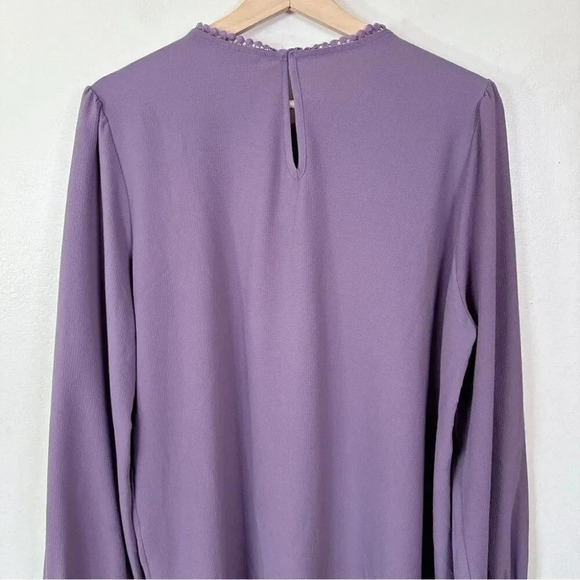 Halogen Womens Size 1X Crochet Pullover Lavender Long Sleeve Blouse - Picture 13 of 15